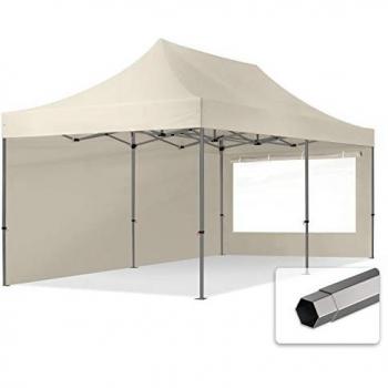 Carpa Plegable 3x6m Premium Acero 40mm con Laterales y Ventanas Panorámicas Color Crema