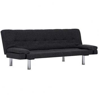 SengentoStyle Slaapbank met twee kussens polyester donkergrijs