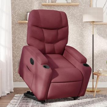 Sillón reclinable eléctrico elevable de tela rojo tinto