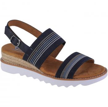 Sandalias Mujer Skechers Desert Kiss H, características: diseño de caña alta, color azul marino, suela antideslizante, plantilla acolchada para mayor comodidad, cierre ajustable con hebilla