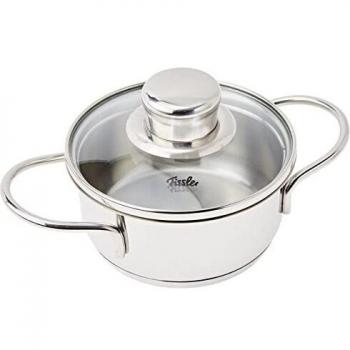 Cacerola Fissler Snack de Acero Inoxidable 18/10, Ø 12 cm, Inducción, con Tapa de Cristal