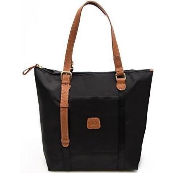 Bric's X-Bag Black Canvas Tote Bag with Removable Pouch and Retractable Shoulder Strap