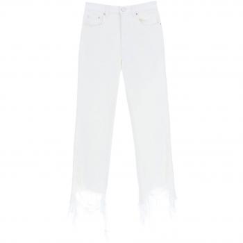 Women's Stella McCartney Destroyed Hem Jeans in White | Size 26 | 6D01423SPH24