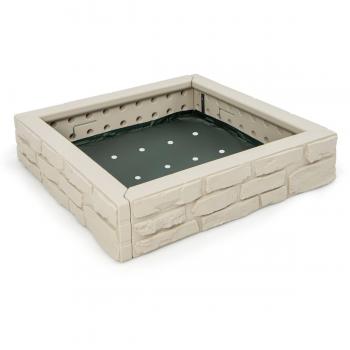 Kids' 2-in-1 HDPE Square Sandbox with Cover and Bottom Liner - White
