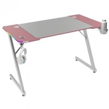 Mesa Gaming Ergonómica Mars Gaming MGD-X120RGB, Iluminación ARGB con Mando, Fibra de Carbono, Alfombrilla XXL, Soporte para Auriculares y Bebida, Gestión de Cableado, 120x