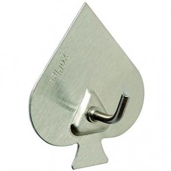BRINOX Percha Poker diseño Picas, Acero Inoxidable, 5.2x4.4x2.1 cm