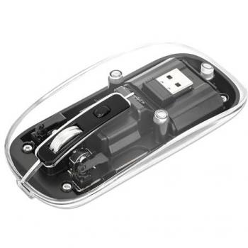 Ratón Inalámbrico Recargable Transparente/Negro 1600 DPI Ambidextro