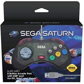 Retro-Bit Sega - Control Pad Saturn USB Pad, Gris [Sega Saturn]