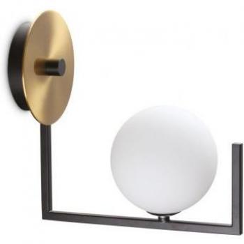Aplique de pared Pájaros, cristal y metal negro, latón, 1 bombilla, altura 25.5 cm