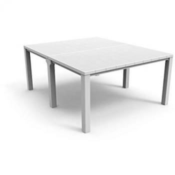 Mesa Doble Julie Rectangular Extensible 294x90x75h / 147x180x75h - Efecto Madera Blanco Keter