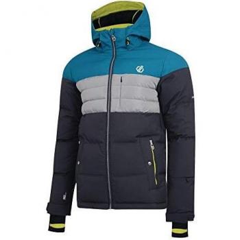 Dare 2b Connate Waterproof & Breathable Quilted Silhouette High Loft Insulated Ski & Snowboard Hooded Jacket Chaquetas aislantes Impermeables, Hombre, Ebony Grey/Ocean Depths, Extra-Small