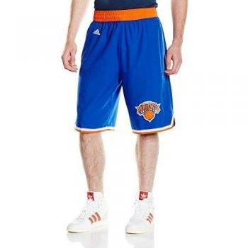 adidas Woven NBA Team Short - Pantalón corto para hombre, color azul / naranja / gris / blanco, talla L