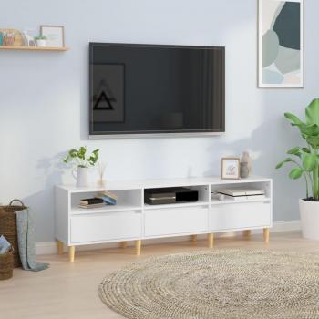 Mueble de TV madera contrachapada 150x30x44,5 cm blanco brillo