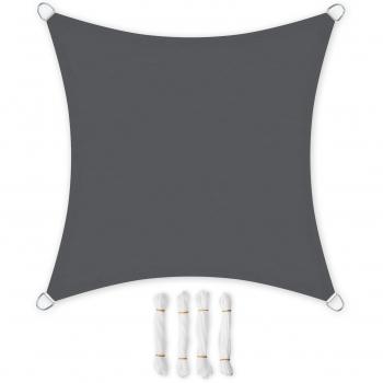 SONGMICS 3 x 3 m Vela de Sombra, para Jardín, Resistente a la Intemperie Protección Solar, PES Poliéster, 93% BloqueUV, Gris Antracita GSH33GYV1
