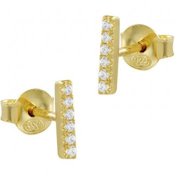 Pendientes Mini de plata bañada en oro con circonitas blancas