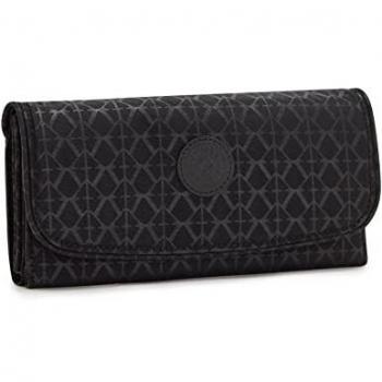 Cartera de mujer Kipling RFID Money Land en estampado negro con diseño Signature Emb