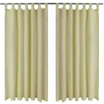 vidaXL 2X Cortinas Micro-Satinadas Trabillas Separador Blanco Crema 140x225 cm