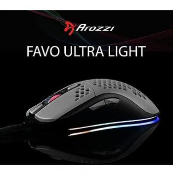 Arozzi Favo Ultra Light Ratón Gaming 16000DPI Negro Gris