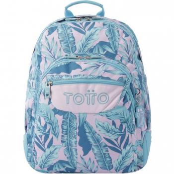 Mochila Escolar Totto Crayoles Plantas Tropicales Verde