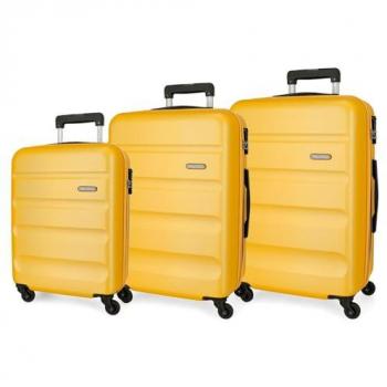 Juego de Maletas Rígidas Unisex Flex Amarillo 55-65-75cm ABS/Policarbonato con 4 Ruedas y Cierre de Combinación