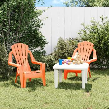 Sillas de jardín para niños 2 uds aspecto madera PP naranja 37x34x44 cm vidaXL