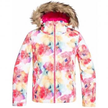 Roxy Jet Ski-Chaqueta para Nieve para Chicas 8-16, Niñas, Bright White Sunshine Flowers, 10/M