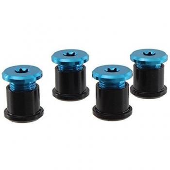 e*thirteen Kettenblattschrauben T25 6mm Aluminiumschrauben/ T30 75mm Aluminium Gewindehülsen je 4 Stck. blue