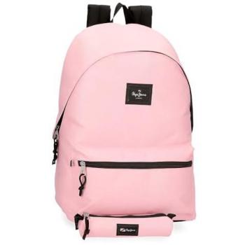 Pepe Jeans Mochila Escolar Poliéster Aris Colorful Rosa, Doble Compartimento para Portátil de hasta 15,6 Pulgadas, Medidas 31x44x17,5 cms, incluye Estuche Escolar