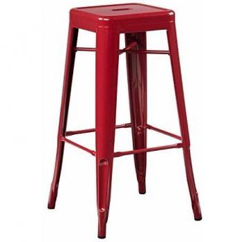 Pack de 4 Taburetes Altos (76 cm) LIX Rojo Burdeos Estilo Industrial