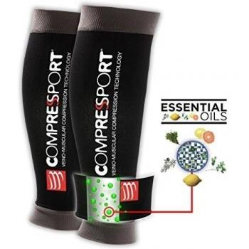 Compress Sport Compression - Calentadores de piernas de runinng para hombre, color negro, talla XL