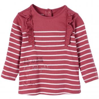 VERTBAUDET Camiseta bebé niña a Rayas I Am Toute Petite Rosa Oscuro a Rayas 3-6 Meses, 67CM
