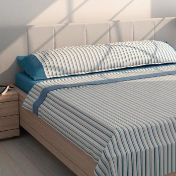 Juego de Sábanas Nalui Vega Azul Polycotton, Lavable a 30º y Fácil Planchado para Cama 150