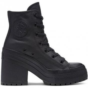 Chuck 70 De Luxe High Heel Leather Sneakers - Black