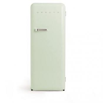 Frigorífico Retro 281L Verde Pastel y Plata, Diseño Vintage, Bajo Consumo, 150cm