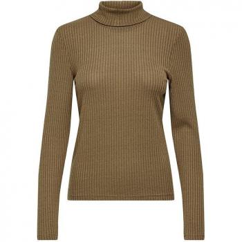 Jersey de cuello alto verde Zandra para mujer