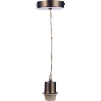 Lámpara colgante de diseño Basic Cromo Antiguo 1 bombilla E27 con cable transparente, diámetro 8,5 cm