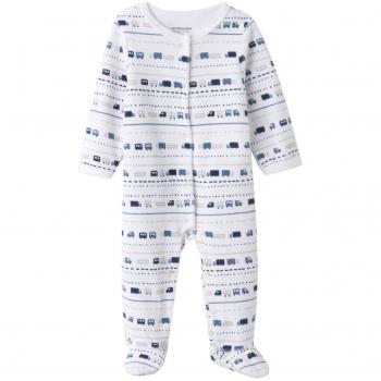 VERTBAUDET Lote de 2 pijamas estampados de terciopelo automáticos delante bebé Azul Claro NACIMIENTO - 50CM