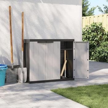 vidaXL Grey and Black Outdoor Storage Cabinet 97x37x85 cm PP
