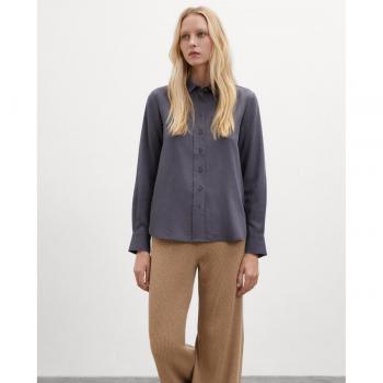 Camisa Trima gris azulado Ecoalf - Prenda sostenible para mujer con cuello y mangas camiseros