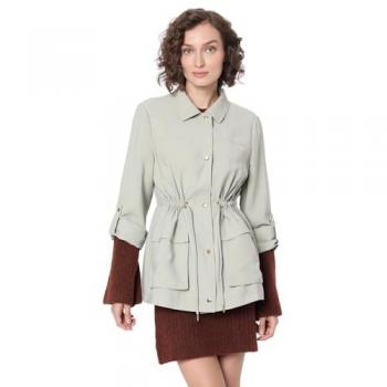 Parka con cuello camisero de mujer Vero Moda, manga larga, mangas ajustables, color verde