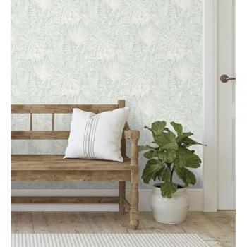Papel Pintado Vinílico Ecológico Selva Tropical Hojas Verde Claro - Rollo 10 m x 0,52 m - Jacaranda 682474 de GAULAN