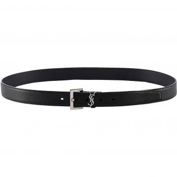 Saint Laurent Men's Black Cassandre Belt - Size 100 CM