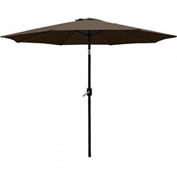 AXT SHADE Sombrilla Parasol 270CM Sombrilla Jardin，Sombrillas Terraza para Jardín，con 8 Varillas, Impermeable, inclinable con manivela para Patio/Playa/Piscina-café