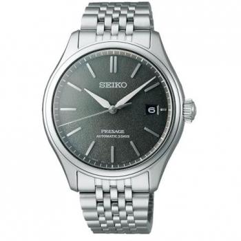 Seiko Presage Classic Automatic Men's Watch - Dark Grey Stainless Steel, Green Dial, 100M Water Resistance