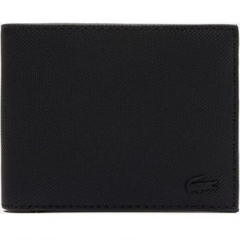 Cartera de piel Checked negro Lacoste para hombre - Modelo clásico plegable
