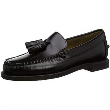 Sebago Women's Black Leather Loafers with Tassels