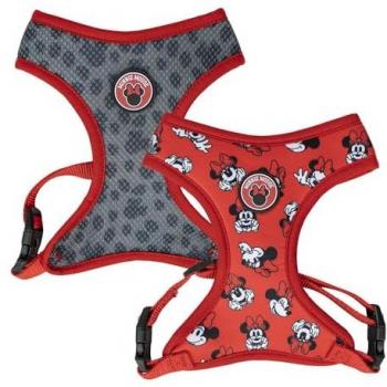 Arnés Premium Antitirones para Perros de Minnie Mouse - Talla M/L - Rojo y Gris - Ajustable - 100% Poliéster - Producto Original Diseñado en España