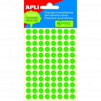 Apli Etiquetas Minibolsa Verde Fluorescente Ø 8.0mm 3 Hojas