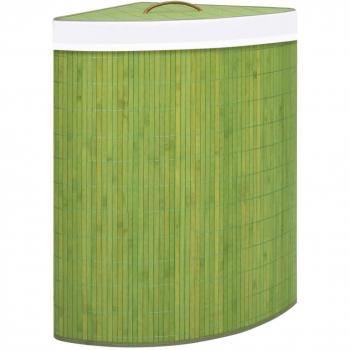 Cesta de lavandería angular verde bambú 60 L