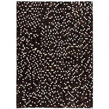 vidaXL Alfombra Retazos Cuero 120x170 cm Cuadrados Negro/Blanco Tapete Estera
